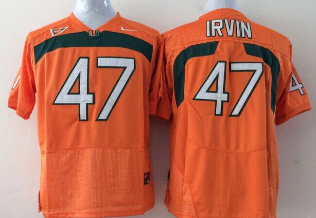 Men Miami Hurricanes #47 Irvin Orange 2025 NCAA Jersey